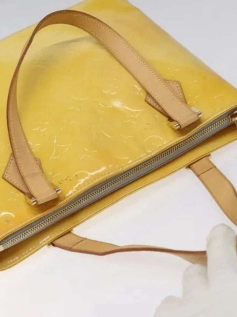 LOUIS VUITTON Monogram Vernis Houston Hand Bag Gris M91053 LV Auth BA339